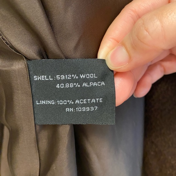 Prague Womens Wool Alpaca Long Coat Dark Brown Oversized Slouchy Relaxed Fit XXL - Picture 10 of 10